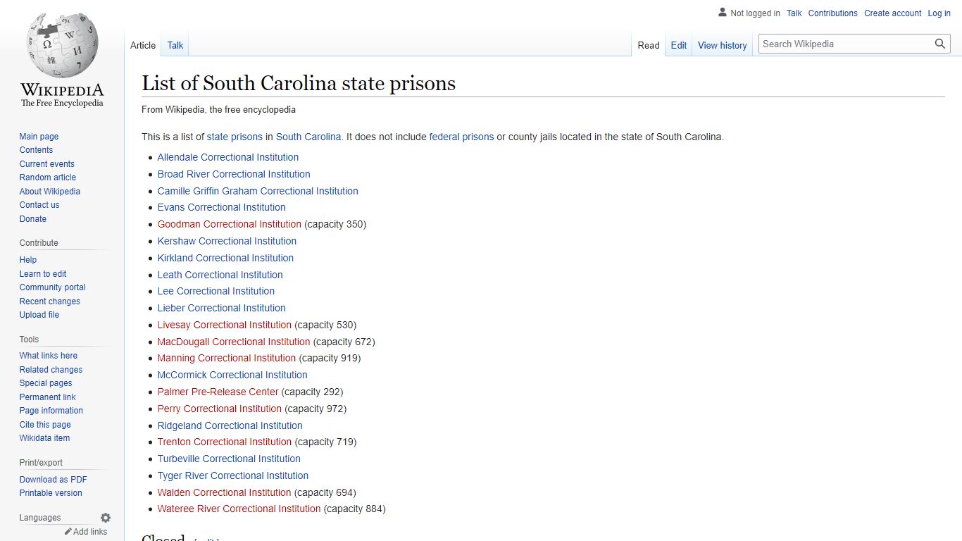 List of South Carolina state prisons - Wikipedia